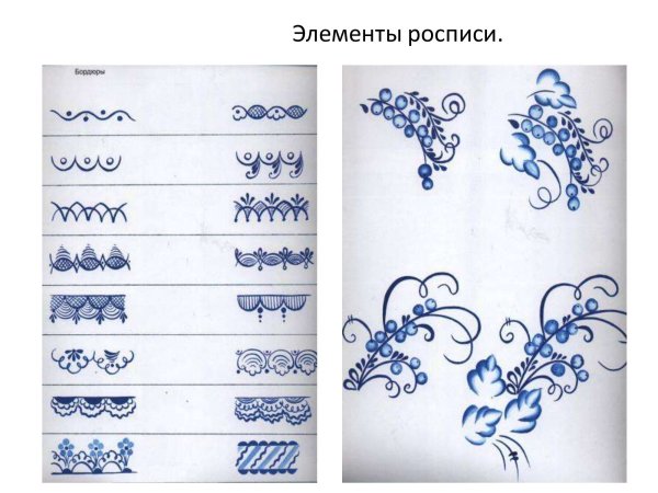 Элементы гжельской росписи птица