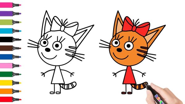 Карамелька три кота рисовать