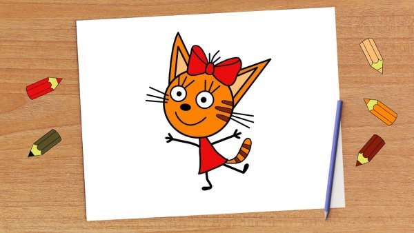 Карамелька три кота нарисовать