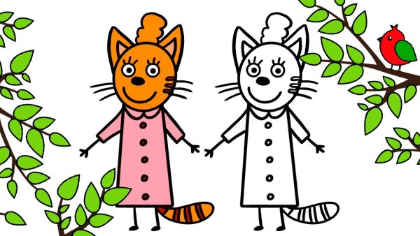 Раскраска для малышей три кота мама