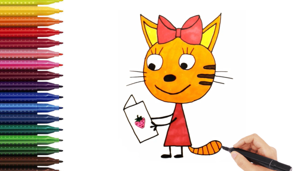 Рисования Карамельки из мультика три кота