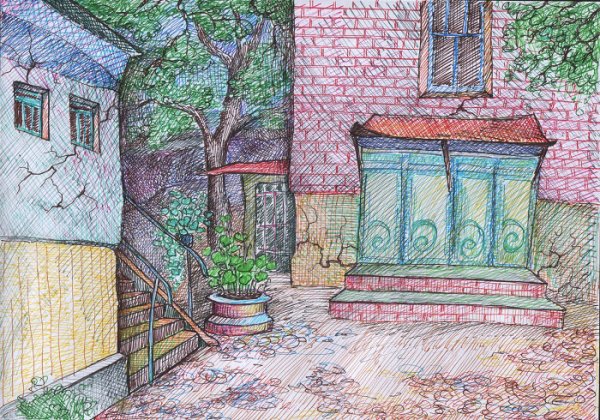 Красивый двор рисунок