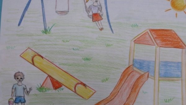 Рисование на тему детская площадка