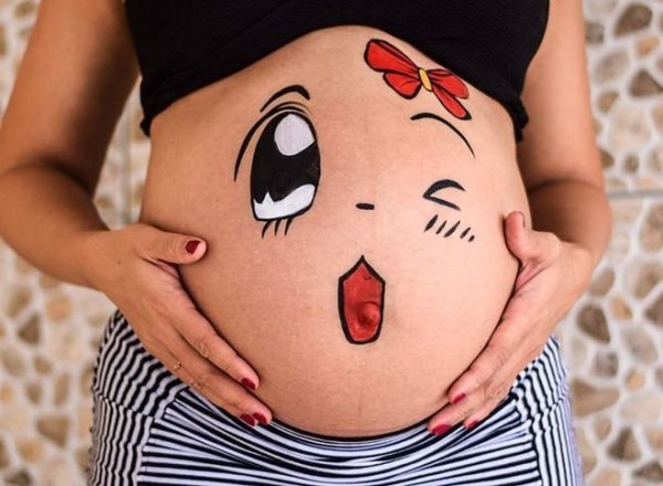 Рисунки на животе у беременных прикольные