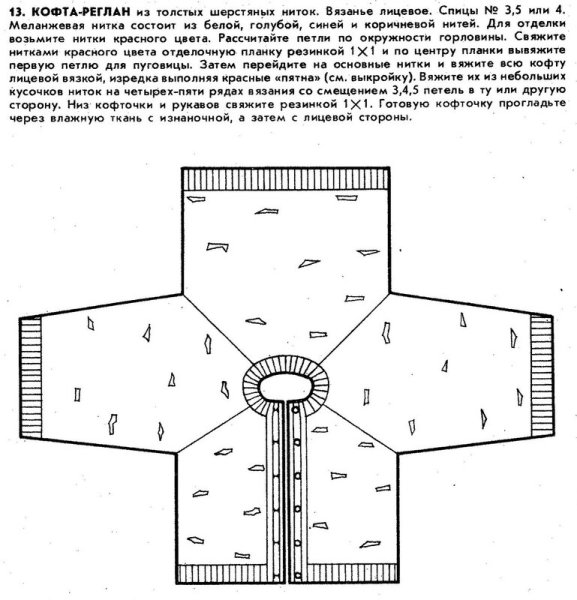 Регланная линия спицами снизу