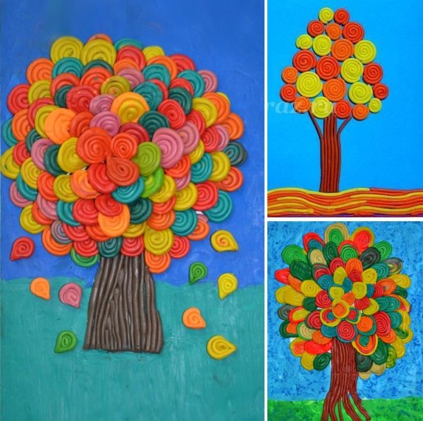 Аппликация из пластилиновых колбасок