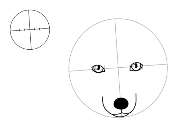 Нарисовать морду волка