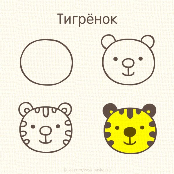 Мордочки животных рисунки легкие