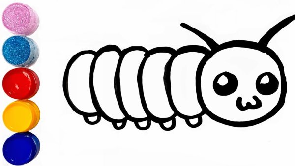 Гусеница рисунок легкий