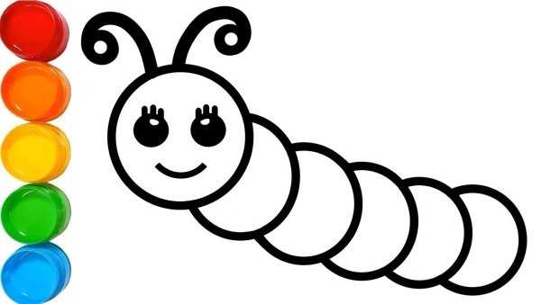 Рисунок гусеница из круглых шариков