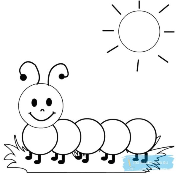 Гусеница раскраска для детей