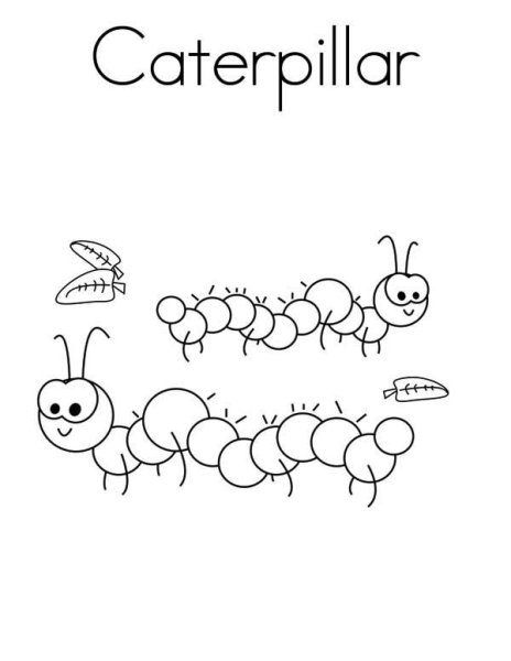 Раскраска гусеница для малышей