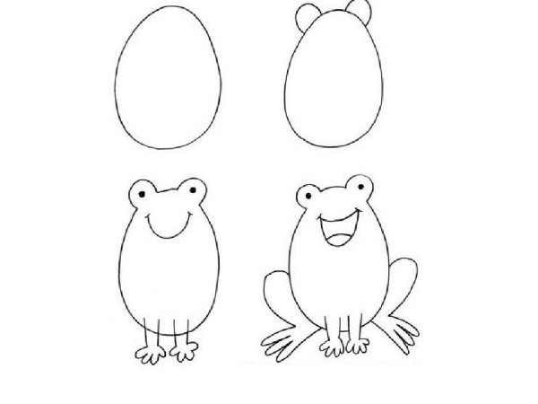 Поэтапное рисование лягушки для дошкольников