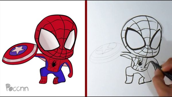 Человек паук карандашом