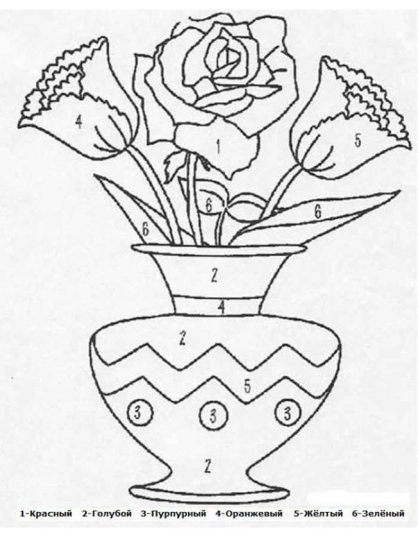 Ваза с цветами для срисовки