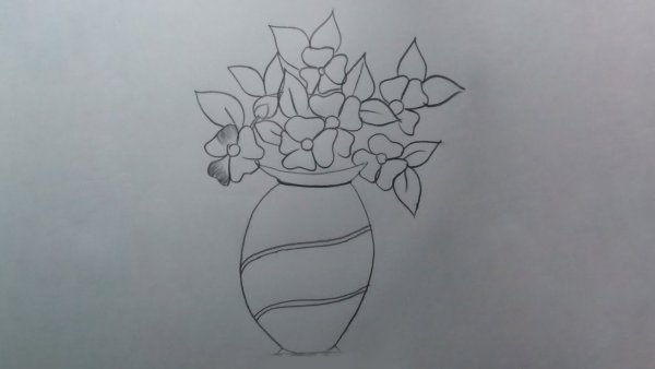 Поэтапное рисование вазы с цветами