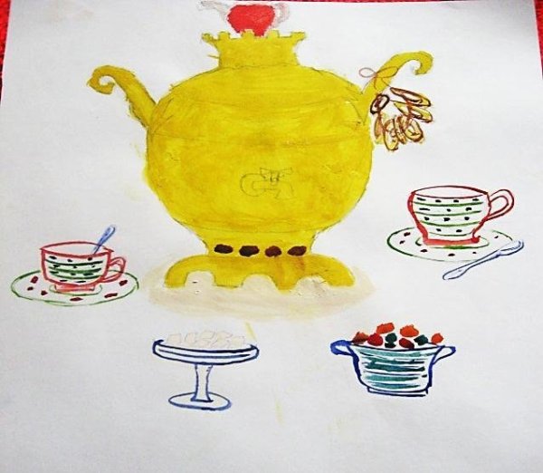 Самовар младшая группа рисование