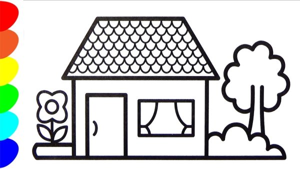 Домик раскраска для малышей