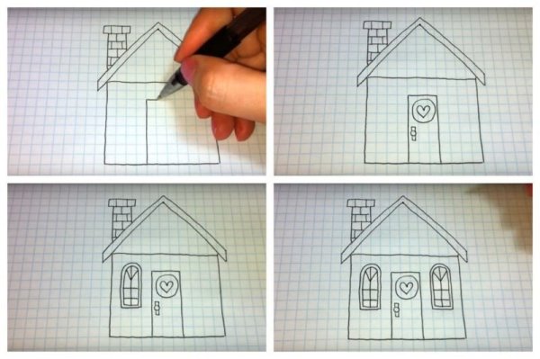 Домик рисунок карандашом
