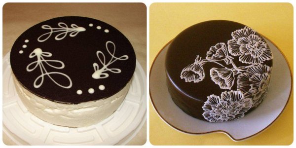 Рисование шоколадом на торте