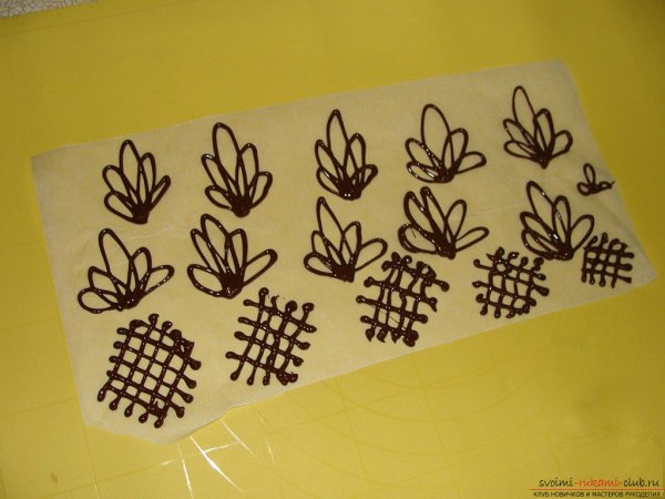 Узоры шоколадом на торте