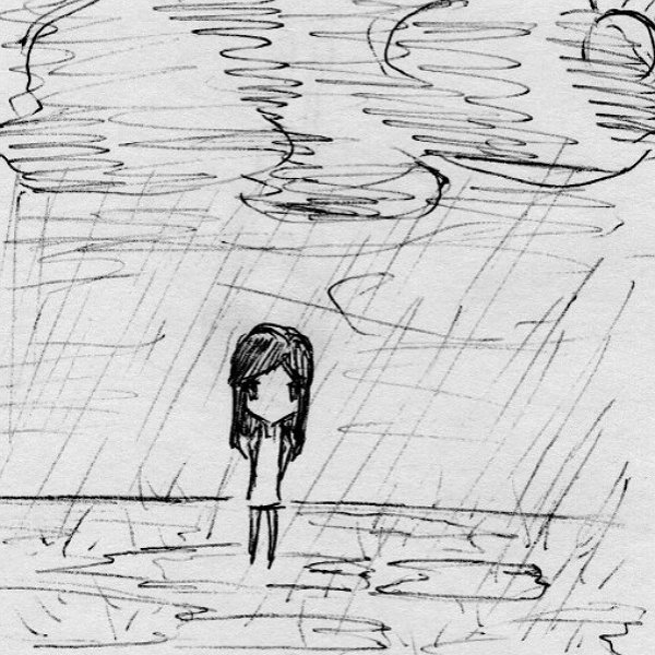 Человек под дождем рисунок