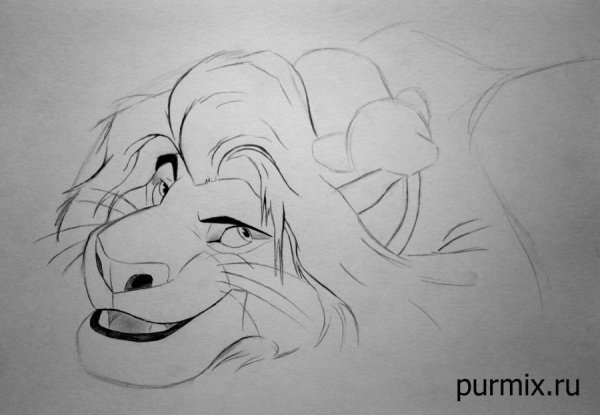 Король Лев рисунок карандашом Муфаса
