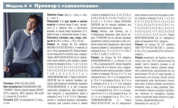 Вязание мужского джемпера спицами схемы и описание