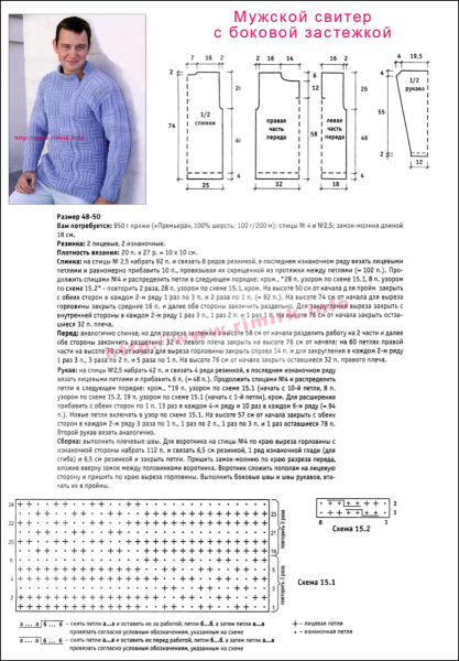 Вязка мужского свитера спицами 50 размер
