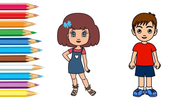 Мальчик и девочка рисуют