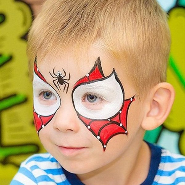 Аквагрим человек паук для детей