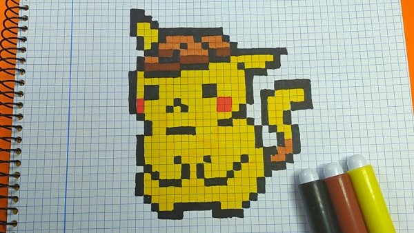 Рисование по клеткам Пикачу