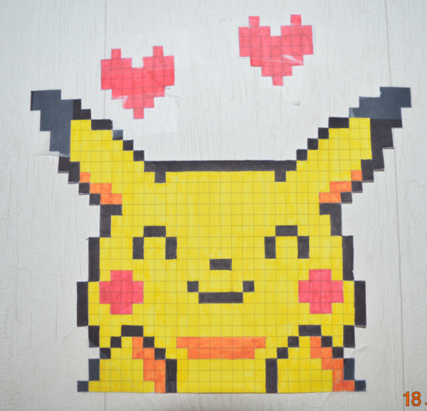 Рисунки по клеточкам в тетради Пикачу