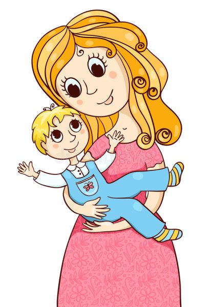 Мама с детками мультяшная