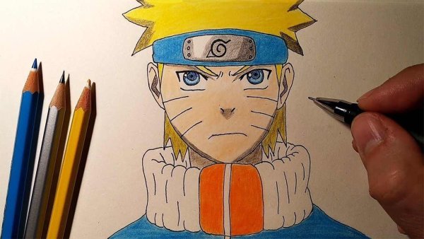 Наруто Узумаки черно белый