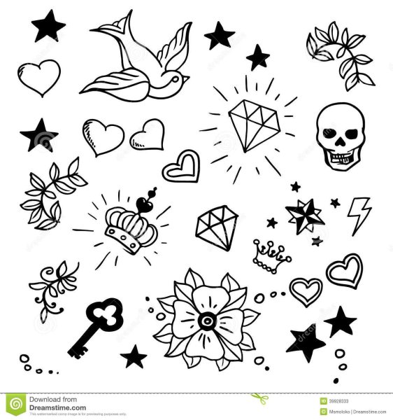 Маленькие татушки на бумаге