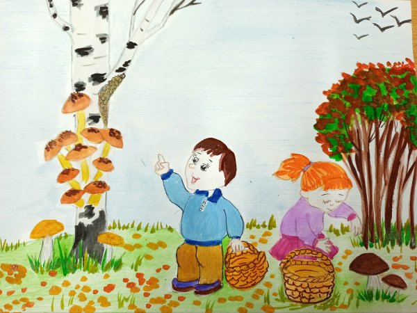 Осень рисунки цветными карандашами