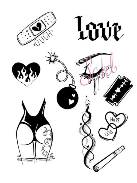 Лёгкие Татуировки чёрной ручкой