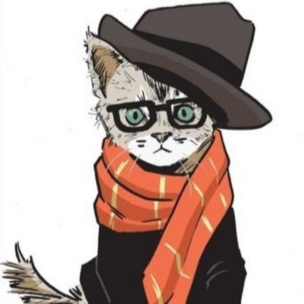 Кот в шапке арт