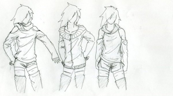 Одежда аниме карандашом