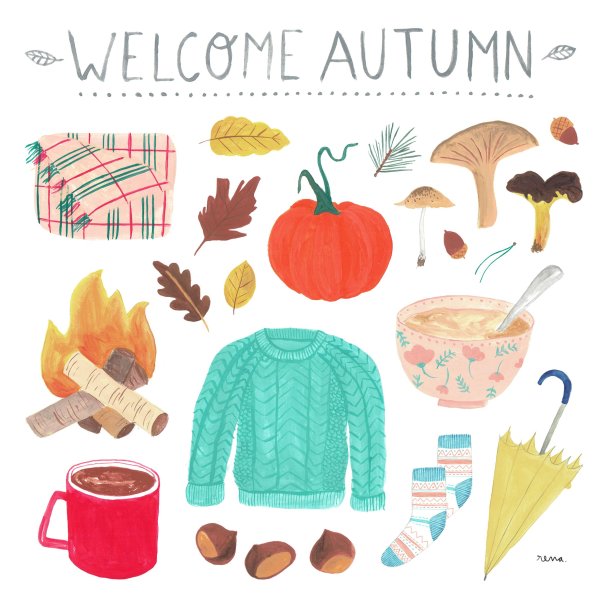 Осенние предметы иллюстрации