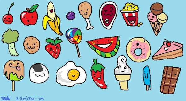 Маленькие рисуночки еды