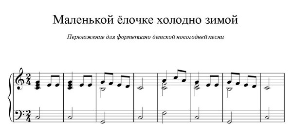 Маленькой елочке Ноты для фортепиано