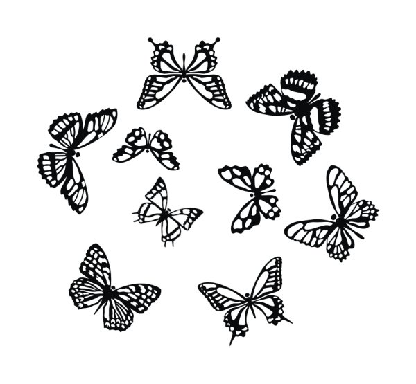 Много бабочек карандашом