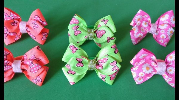Простые бантики из репсовых лент