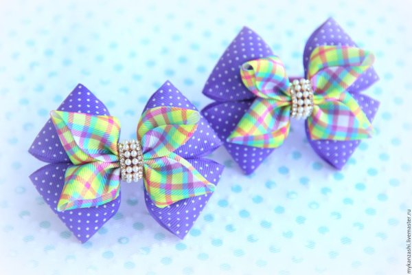 Летние бантики канзаши из репсовых лент