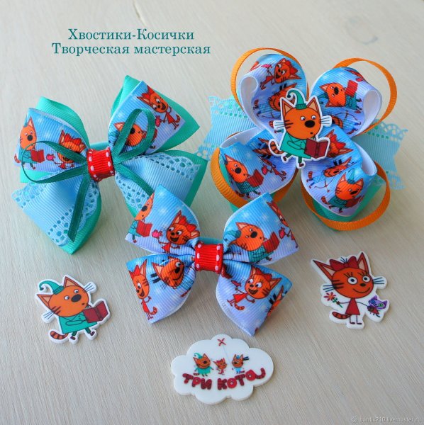 Бантики из репсовых лент с рисунком