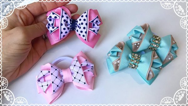 Пышные бантики из репсовых лент