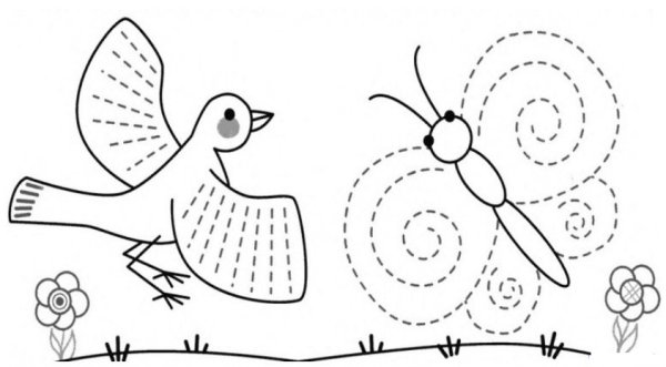 Штриховка птицы для детей 5-6 лет