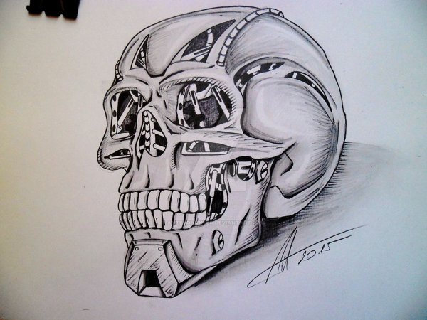 Байкерский череп рисунок